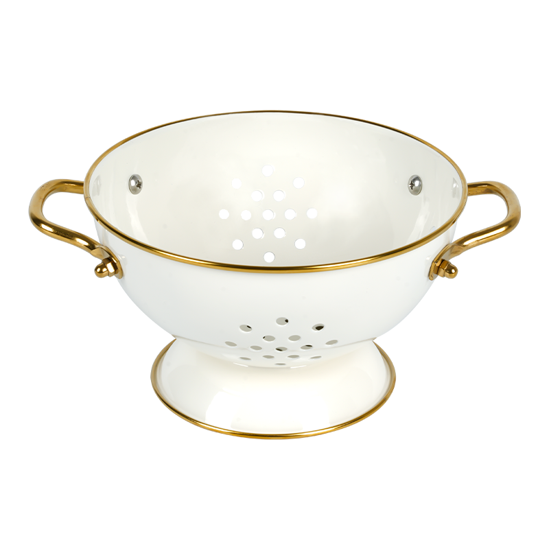 K03-2 White Enamel Kitchen Colander Strainer