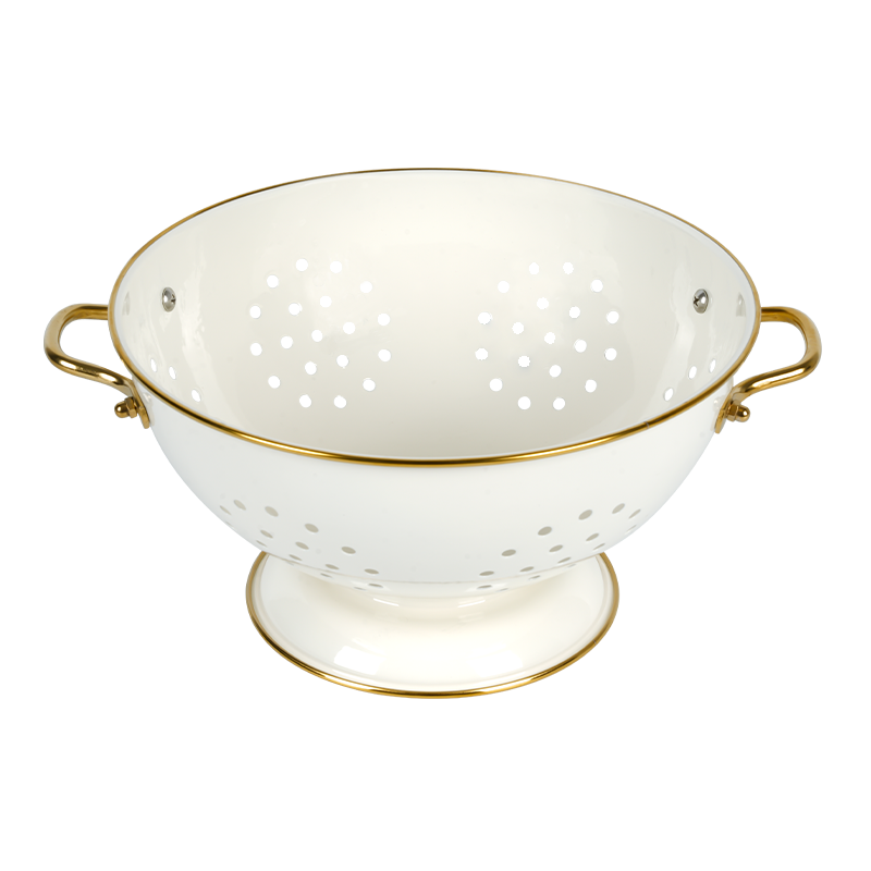 K03-2 White Enamel Kitchen Colander Strainer
