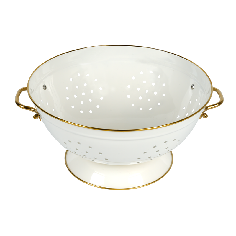 K03-2 White Enamel Kitchen Colander Strainer