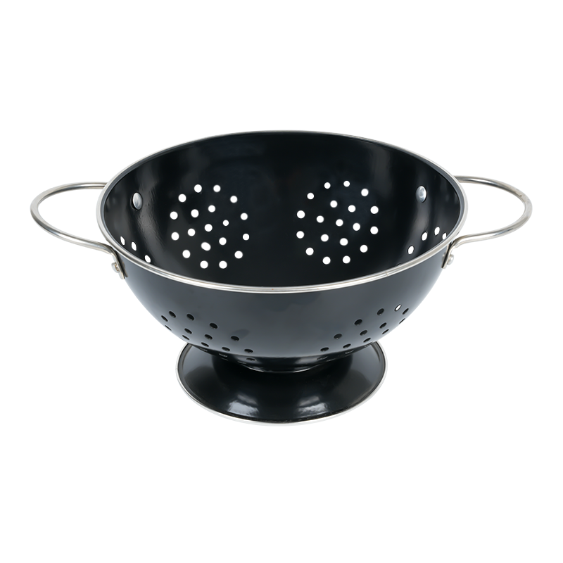 K02 Black Enamel Colander