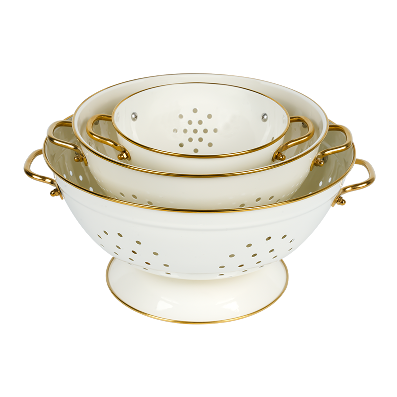 K03-2 White Enamel Kitchen Colander Strainer