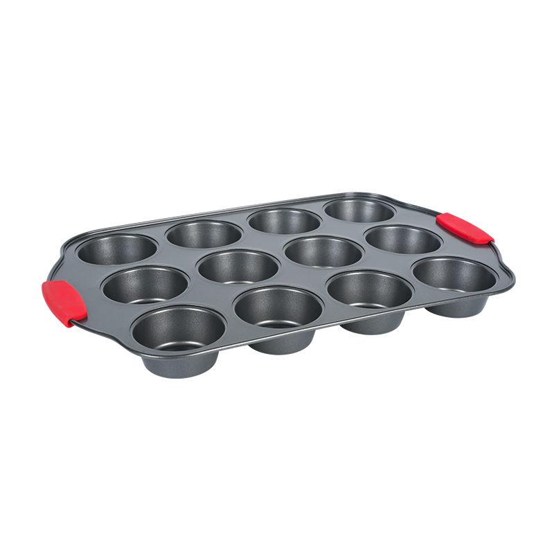 H05 12 Cups Muffin Pan With Silicone Handles