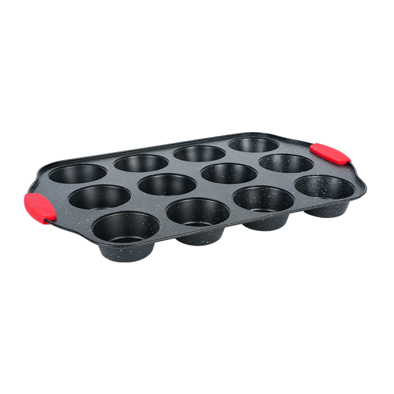 H05M 12 Cups Muffin Pan With Silicone Grip